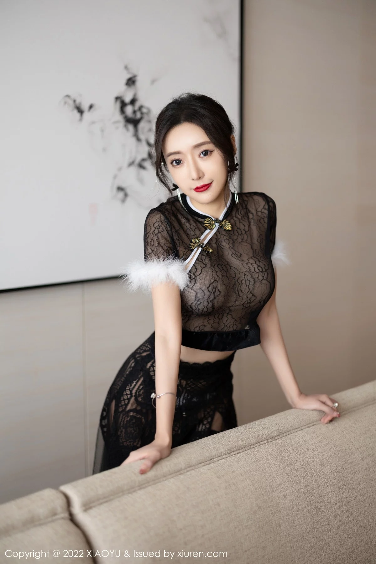 Xrmnw.Com[XiaoYu画语界]Vol.926_女神王馨瑶yanni性感黑色薄纱情趣旗袍配蕾丝袜惹火诱惑写真80P