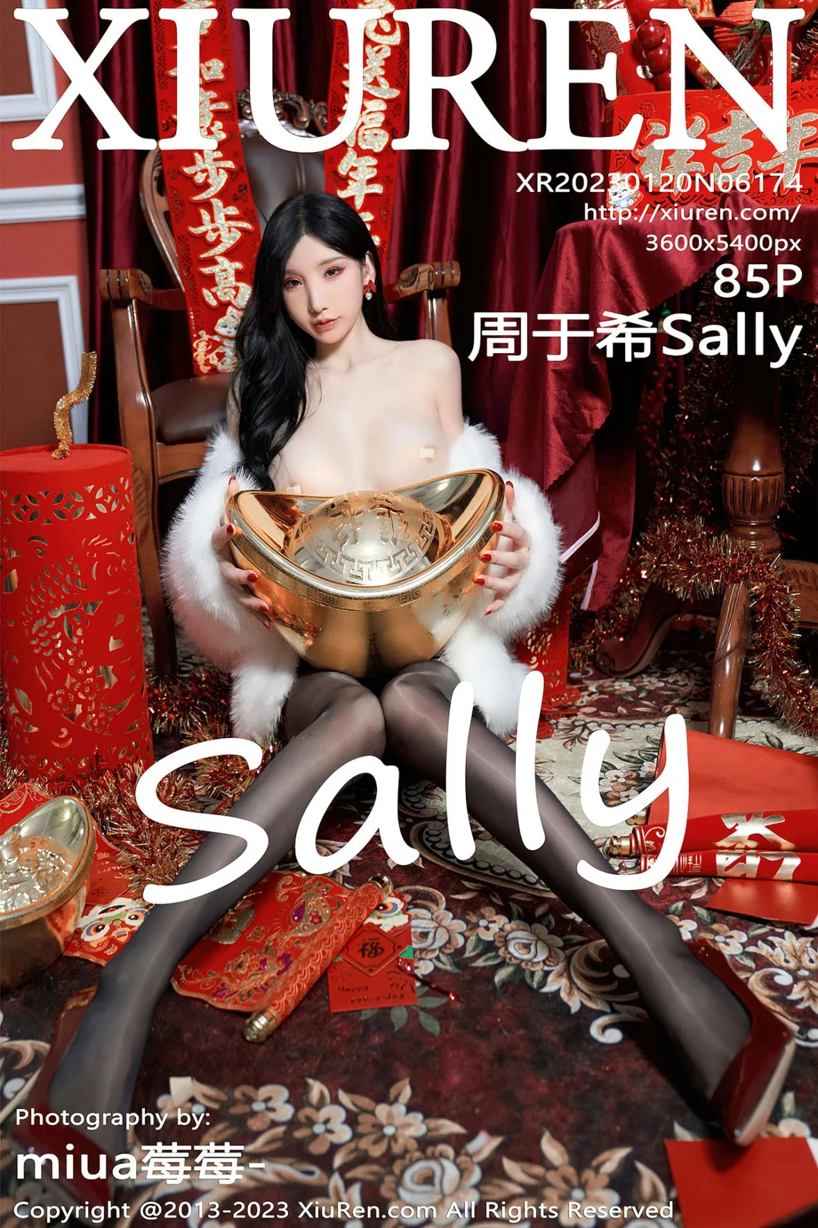 Xrmnw.Com[XiuRen秀人网]No.6174_女神周于希Sally新春主题低胸服饰配超薄黑丝秀完美身材诱惑写真85P